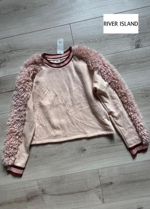 Крутая кофта свитшот с мехом на рукавах на девочку river island 11-12 лет / 152 см