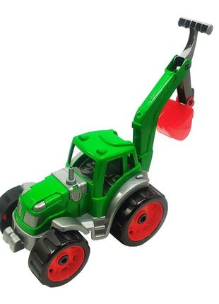 Трактор игрушечный с ковшом технок 3435txk зеленый , лучшая цена