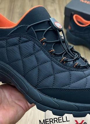 Чоловічі кросівки осінь/зима merrell термо водовідштовхувальна тканина чорні з жовтогарячим р. 41-46