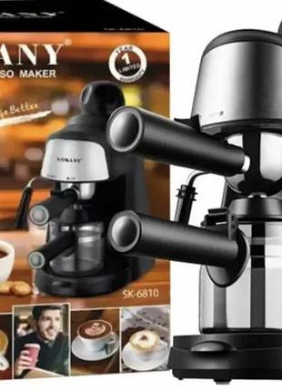 Кофеварка рожковая sokany sk-6810 функция пара и вспенивания.