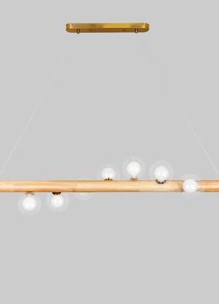 Дерев'яна люстра планка з подвійними кулями на 7 ламп "wood" (52-9783-7)