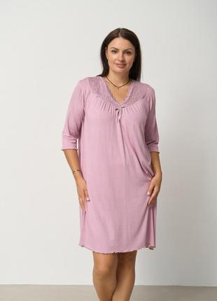 Ночая рубашка с кружевом вискоза в горошек батал размер 2xl, 3xl, 4xl, 5xl