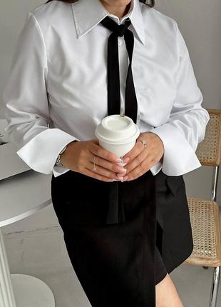 Женская блуза рубашка белая супер-софт длинный рукав размеры батал