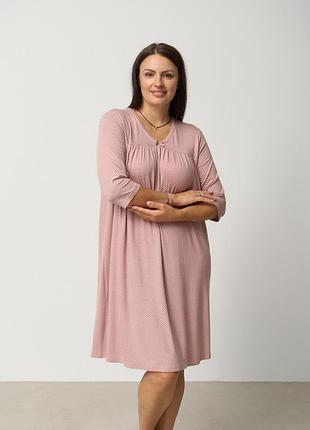 Ночая рубашка с рукавом вискоза в горошек батал размер 2xl, 3xl, 4xl, 5xl