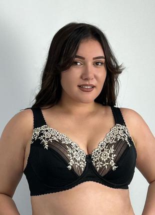 Бюстгальтер nana classic на каркасах м'яка чашка з бічною підтримкою 110d(р) срібляста півонія+чорний (330000)