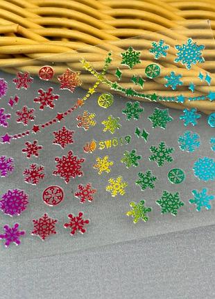Новорічні 3d наліпки 019 для дизайну нігтів