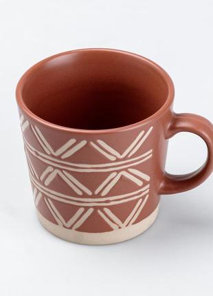 Чашка керамічна 350 мл для чаю чи кави коричнева2 фото