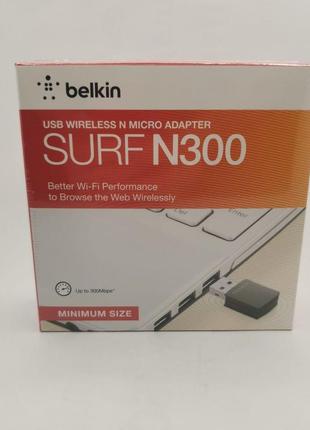 Wi-fi адаптер belkin n300 micro wireless usb adapter бездротовий usb-адаптер адаптер для ноутбука і пк