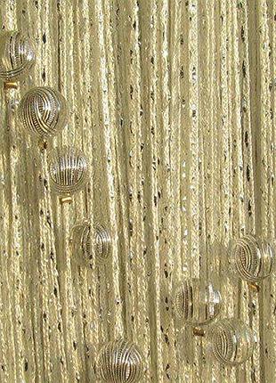 Шторы нити с люрексом с бусинами