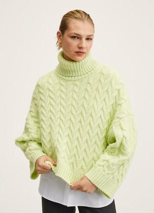 Свитер женский укороченный под горло с косами mango разм.m/l