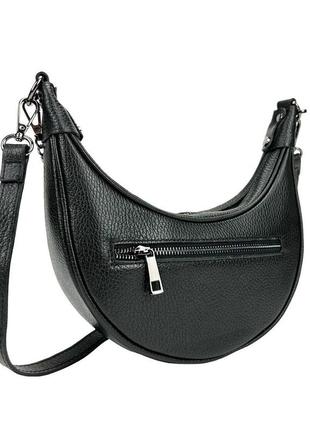 Сумочка півмісяць шкіряна італія з ланцюжком на плече чорна 798103a-n4 фото