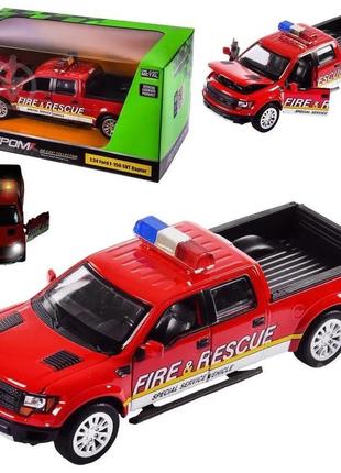 Машина металлическая джип форд пожарный 68424 автопром 1:34 ford f-150 svt raptor-police