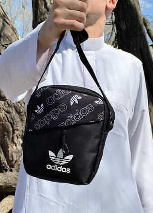 Мужская споривная барсетка черная сумка через плечо adidas адидас