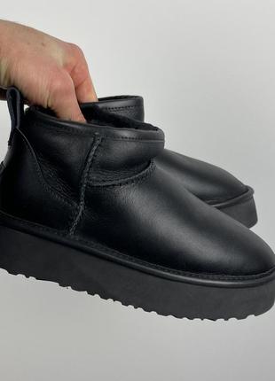Ugg utra mini platform leather black (распаровка)
