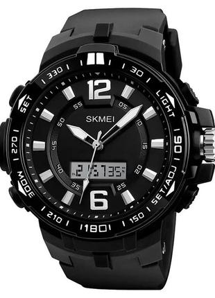Часы наручные мужские skmei 1273bk, водостойкие тактические часы. цвет: черный