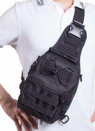 Якісна тактична сумка, укріплена чоловіча сумка, рюкзак тактична слінг. колір: чорний1 фото