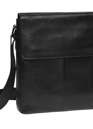 Чоловіча шкіряна сумка на плече borsa leather k18168-black