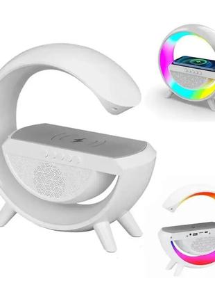 Яркая rgb лампа с беспроводной зарядкой bt2301. ночник светильник светомузыка с блютуз колонкой