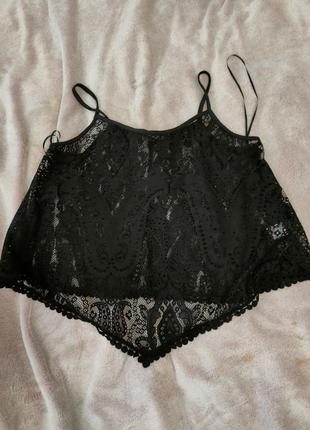 Топ майка чорний, мереживний, розмір м