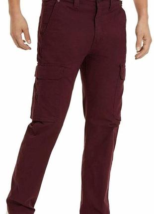Чоловічі гібридні штани levi's 502 regular taper hybrid cargo з боковими кишенями,еластичні,бордовий, р. 34х32