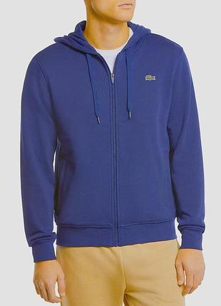 Чоловіча толстовка lacoste, на блискавці, з капюшоном, синій, розмір m