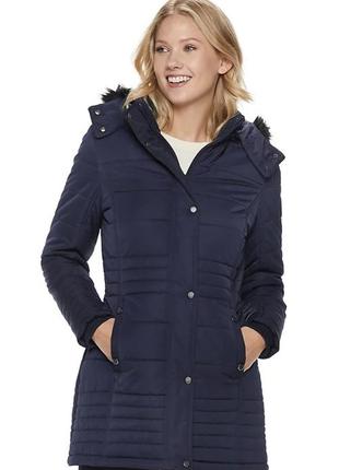 Женская weatherproof стеганая куртка-анорак с капюшоном, темно-синий, размер xl.100% оригинал usa