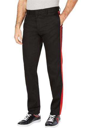 Calvin klein mens black red вузькі штани з червоними смужками з боків, стрейч, розмір 38х32, 100% оригінал, usa