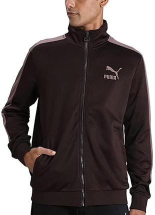 Мужская спортивная кофта puma slim fit, на молнии, коричневый, размер xl