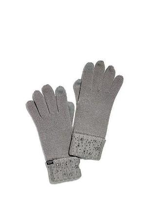 Жіночі рукавички victorias secret теплі в'язані оригінал, сірий, розмір m, 100% оригінал, usa