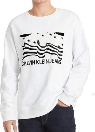 Чоловіча светер calvin кляйн klein jeans з довгим рукавом , білого кольору, розмір s