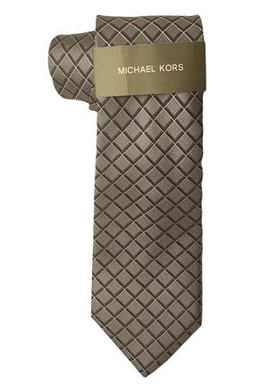 Краватка michael kors чоловіча, вузька,шовкова, сіра, картата, 100% оригінал, usa.