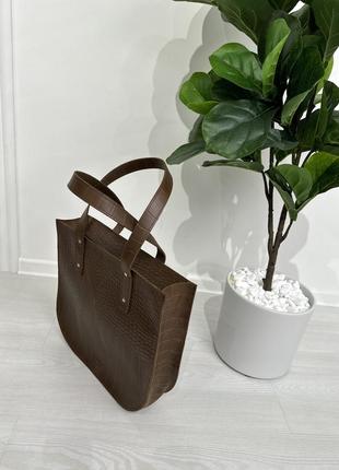 Кожаная женская сумка лиза орех крокодил dekey