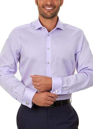 Чоловіча сорочка calvin klein приталеного крою з французькими манжетами, фіолетового кольору, xl