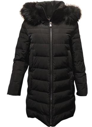 Зимняя куртка dkny с сьемным капюшоном с отделкой из искусственного меха, черный, размер m, 100% оригинал usa