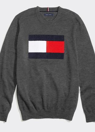 Чоловічий светр-джемпер tommy hilfiger, сірого кольору, розмір m