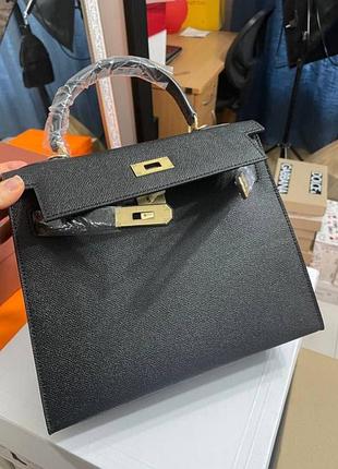Сумка hermès kelly 25 см из черной натуральной кожи