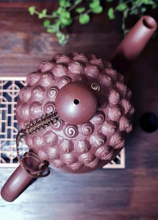 Чайник мастерский 350мл голова будды, иссинская глина, шоколадный