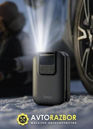 Автомобільний насос hoco s53 breeze portable smart air pump black5 фото
