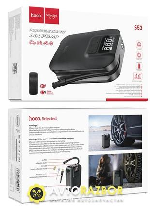 Автомобільний насос hoco s53 breeze portable smart air pump black7 фото