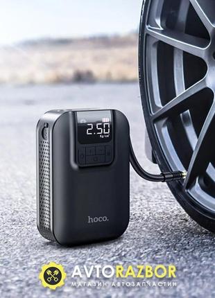 Автомобільний насос hoco s53 breeze portable smart air pump black6 фото