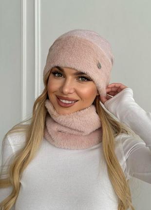 Комплект  шапка+бафф з еко хутра альпака