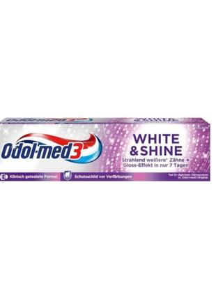 Зубная паста odol med 3 white&shine отбеливающая 75 мл