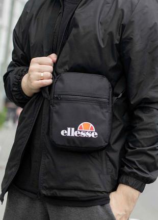 Сумка барсетка через плечо ellesse bing черная из ткани молодежная повседневный мессенджер элис