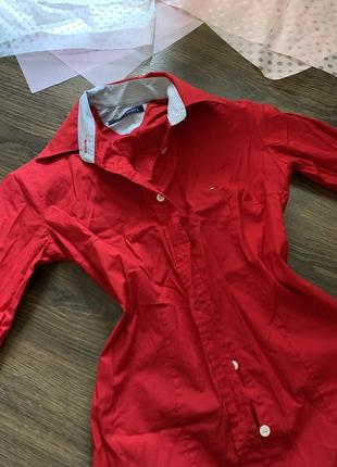 Яскраво червона сорочка класична xs s m tommy hilfiger