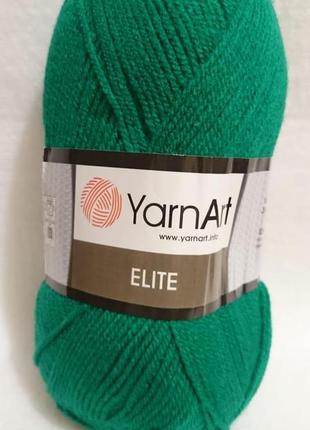 Пряжа yarnart elite, виробництво туреччина, колір —зелений