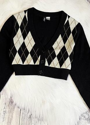 Светр в ромбик, кардиган на ґудзиках, кардиган в ромбик