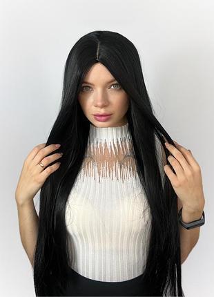 Парик черный длинный без чешуйки из термоволокна