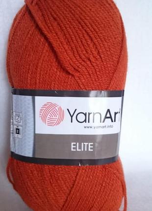 Пряжа yarnart elite, виробництво туреччина, колір — цегляний