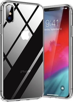 Прозрачный жесткий тонкий чехол torras hd для iphone xs/x + защитное стекло