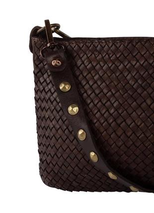 Кожаная плетеная сумка клатч кроссбоди италия